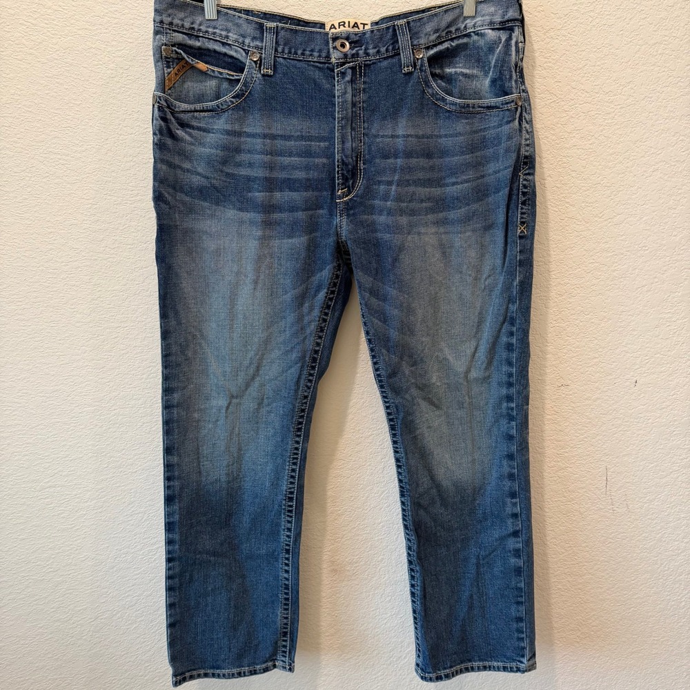 Ariat M4 Men 40x30 Relaxed Straight Leg Jeans Medium Wash Western Denim